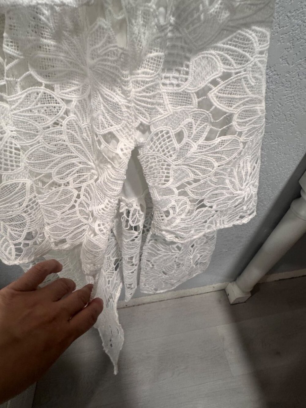 Siena Womens White Tiered Floral Lace Maxi Dress Spaghetti Straps Size 2 Elegant - Picture 3 of 5